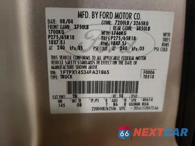 Zdjęcie 12 z 12 samochodu: 2004 FORD F150 VIN:1FTPX14534FA31865 - miniatura