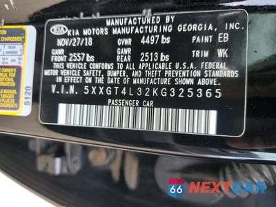 Zdjęcie 12 z 12 samochodu: 2019 KIA OPTIMA LX VIN:5XXGT4L32KG325365 - miniatura
