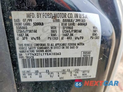 Zdjęcie 12 z 12 samochodu: 2000 FORD F250 SUPER DUTY VIN:1FTNX21L1YEA10363 - miniatura