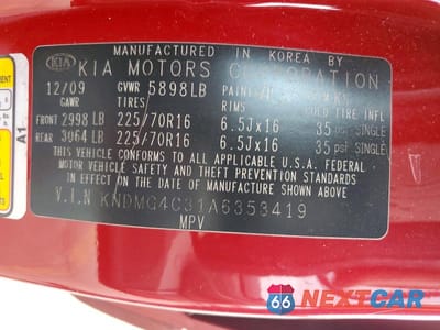 Zdjęcie 13 z 13 samochodu: 2010 KIA SEDONA BASE VIN:KNDMG4C31A6353419 - miniatura