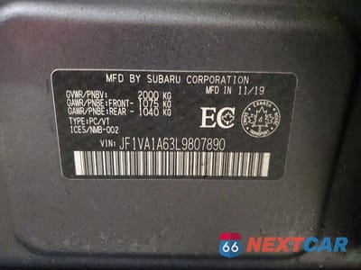 Zdjęcie 12 z 12 samochodu: 2020 SUBARU WRX VIN:JF1VA1A63L9807890 - miniatura
