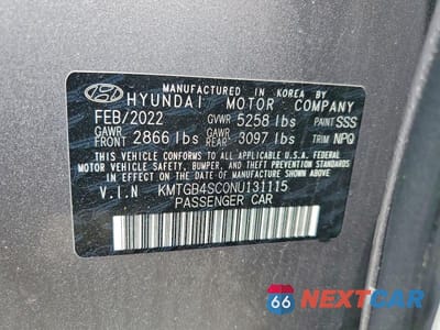 Zdjęcie 12 z 12 samochodu: 2022 GENESIS G80 2.5T VIN:KMTGB4SC0NU131115 - miniatura