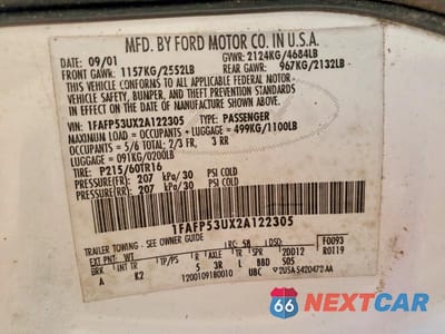 Zdjęcie 12 z 12 samochodu: 2002 FORD TAURUS SE VIN:1FAFP53UX2A122305 - miniatura
