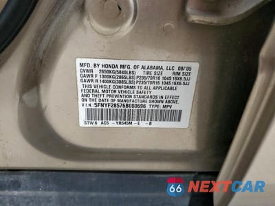 Zdjęcie 13 z 13 samochodu: 2006 HONDA PILOT EX VIN:5FNYF28576B000696 - miniatura