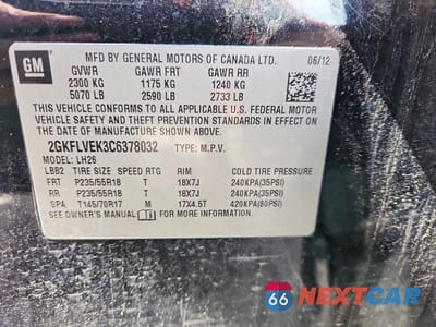 Zdjęcie 13 z 13 samochodu: 2012 GMC TERRAIN SLT VIN:2GKFLVEK3C6378032 - miniatura