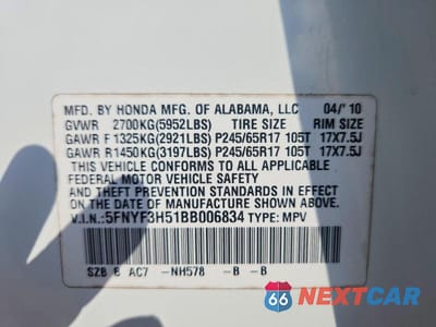 Zdjęcie 14 z 14 samochodu: 2011 HONDA PILOT EXL VIN:5FNYF3H51BB006834 - miniatura