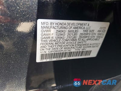 Zdjęcie 14 z 14 samochodu: 2023 ACURA MDX VIN:5J8YD9H30PL007342 - miniatura