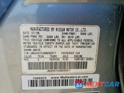 Zdjęcie 12 z 12 samochodu: 2006 INFINITI M35 BASE VIN:JNKAY01F46M256917 - miniatura