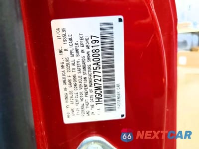 Zdjęcie 12 z 12 samochodu: 2005 HONDA ACCORD EX VIN:1HGCM72775A008197 - miniatura