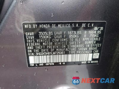 Zdjęcie 12 z 12 samochodu: 2020 HONDA FIT EX VIN:3HGGK5H81LM725061 - miniatura
