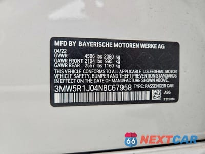 Zdjęcie 13 z 13 samochodu: 2022 BMW 330I VIN:3MW5R1J04N8C67958 - miniatura