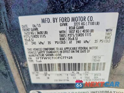 Zdjęcie 12 z 12 samochodu: 2013 FORD F150 SUPERCREW VIN:1FTFW1CT0DFC77125 - miniatura