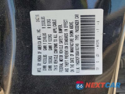 Zdjęcie 12 z 12 samochodu: 2016 HONDA ACCORD LX VIN:1HGCR2F39GA192749 - miniatura