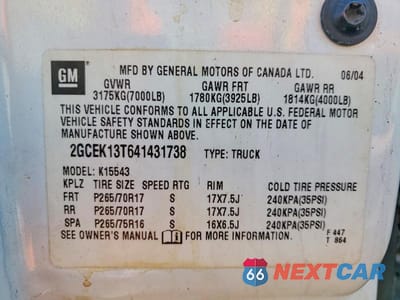 Zdjęcie 12 z 12 samochodu: 2004 CHEVROLET SILVERADO K1500 VIN:2GCEK13T641431738 - miniatura