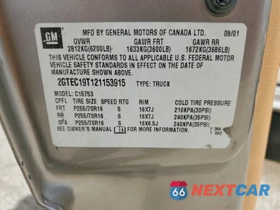 Zdjęcie 12 z 12 samochodu: 2002 GMC NEW SIERRA C1500 VIN:2GTEC19T121153915 - miniatura