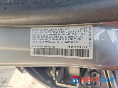 Zdjęcie 12 z 12 samochodu: 2003 VOLKSWAGEN PASSAT GL VIN:WVWMD63B93P034228 - miniatura