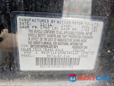 Zdjęcie 12 z 12 samochodu: 2017 NISSAN VERSA 1.6 SV VIN:3N1CN7AP5HL827321 - miniatura