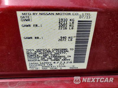 Zdjęcie 12 z 12 samochodu: 2015 NISSAN ALTIMA 2.5 SV VIN:1N4AL3AP0FC477128 - miniatura
