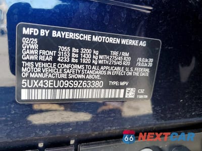 Zdjęcie 13 z 13 samochodu: 2025 BMW X5 XDRIVE50E VIN:5UX43EU09S9Z63380 - miniatura
