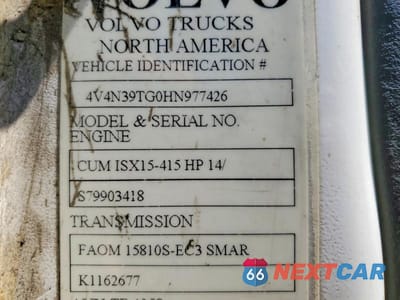 Zdjęcie 10 z 10 samochodu: 2017 VOLVO VN VNL VIN:4V4N39TG0HN977426 - miniatura