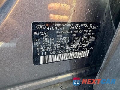 Zdjęcie 10 z 10 samochodu: 2021 HYUNDAI SANTA FE SEL PREMIUM VIN:KM8S3DA10MU011900 - miniatura