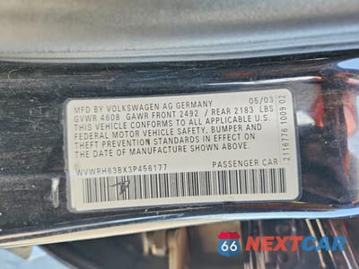 Zdjęcie 12 z 12 samochodu: 2003 VOLKSWAGEN PASSAT GLX VIN:WVWRH63BX3P456177 - miniatura