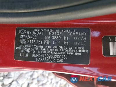 Zdjęcie 12 z 12 samochodu: 2006 HYUNDAI ELANTRA GLS VIN:KMHDN46D96U200781 - miniatura