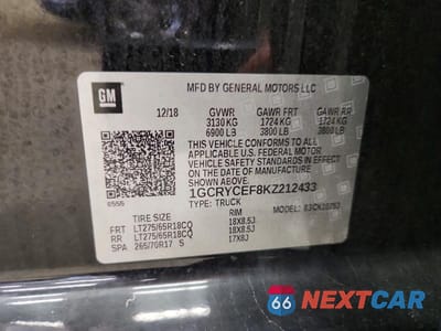 Zdjęcie 12 z 12 samochodu: 2019 CHEVROLET SILVERADO K1500 TRAIL BOSS CUSTOM VIN:1GCRYCEF8KZ212433 - miniatura