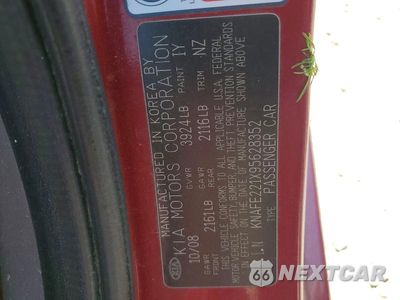 Zdjęcie 13 z 13 samochodu: 2009 KIA SPECTRA LX VIN:KNAFE221X95628352 - miniatura