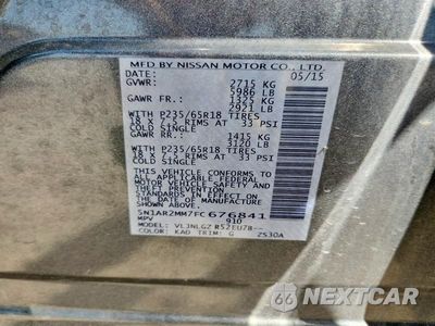 Zdjęcie 12 z 12 samochodu: 2015 NISSAN PATHFINDER SL VIN:5N1AR2MM7FC676841 - miniatura