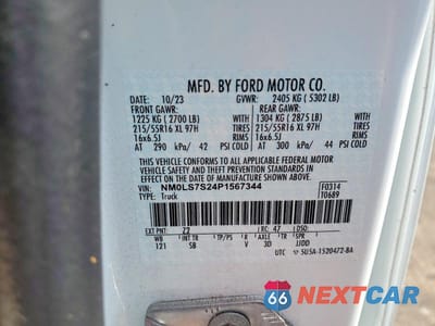 Zdjęcie 12 z 12 samochodu: 2023 FORD TRANSIT CONNECT XL VIN:NM0LS7S24P1567344 - miniatura