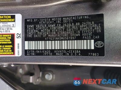 Zdjęcie 13 z 13 samochodu: 2021 TOYOTA CAMRY SE VIN:4T1G31AK0MU561997 - miniatura