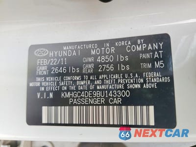 Zdjęcie 12 z 12 samochodu: 2011 HYUNDAI ACCENT SE W/INTELLIG VIN:KMHGC4DE9BU143300 - miniatura