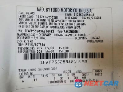 Zdjęcie 12 z 12 samochodu: 2003 FORD TAURUS SES VIN:1FAFP55283A214493 - miniatura