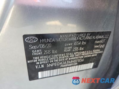 Zdjęcie 12 z 12 samochodu: 2021 HYUNDAI SONATA SE VIN:5NPEG4JA3MH071556 - miniatura