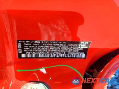 Zdjęcie 12 z 12 samochodu: 2017 PORSCHE BOXSTER S VIN:WP0CB2A82HS240271 - miniatura