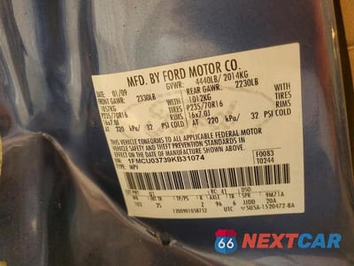 Zdjęcie 14 z 14 samochodu: 2009 FORD ESCAPE XLT VIN:1FMCU03739KB31074 - miniatura