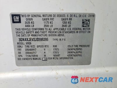 Zdjęcie 12 z 12 samochodu: 2018 CHEVROLET EQUINOX LT VIN:3GNAXJEV2JS596286 - miniatura