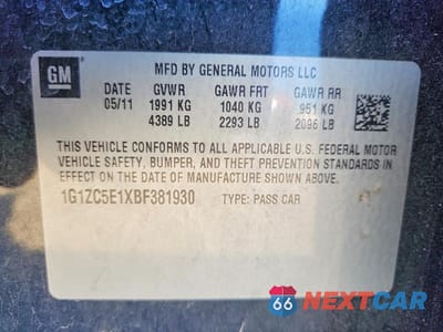 Zdjęcie 12 z 12 samochodu: 2011 CHEVROLET MALIBU 1LT VIN:1G1ZC5E1XBF381930 - miniatura