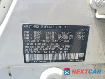 Zdjęcie 13 z 13 samochodu: 2016 HONDA HR-V EXL VIN:3CZRU6H76GM714359 - miniatura