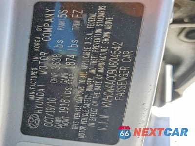 Zdjęcie 12 z 12 samochodu: 2011 HYUNDAI ACCENT GLS VIN:KMHCN4AC0BU604542 - miniatura