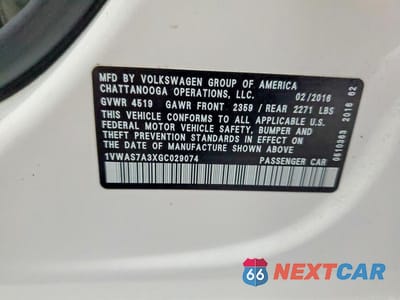 Zdjęcie 12 z 12 samochodu: 2016 VOLKSWAGEN PASSAT S VIN:1VWAS7A3XGC029074 - miniatura
