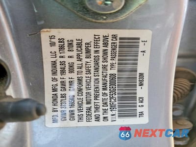 Zdjęcie 12 z 12 samochodu: 2016 HONDA CIVIC LX VIN:19XFC2F53GE000608 - miniatura