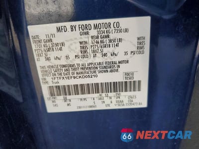 Zdjęcie 12 z 12 samochodu: 2012 FORD F150 SUPER CAB VIN:1FTFX1EF9CKD05210 - miniatura