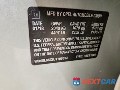 Zdjęcie 12 z 12 samochodu: 2018 BUICK REGAL PREFERRED VIN:W04GL6SX6J1106834 - miniatura