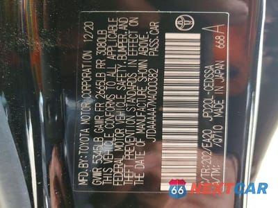 Zdjęcie 12 z 12 samochodu: 2021 TOYOTA MIRAI XLE VIN:JTDAAAAA7MA000382 - miniatura