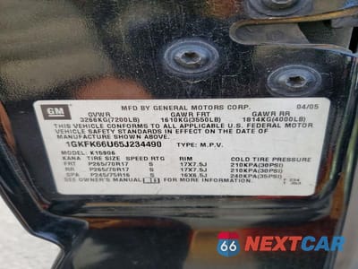 Zdjęcie 13 z 13 samochodu: 2005 GMC YUKON XL DENALI VIN:1GKFK66U65J234490 - miniatura