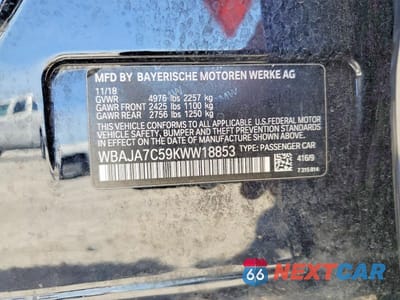 Zdjęcie 12 z 12 samochodu: 2019 BMW 530 XI VIN:WBAJA7C59KWW18853 - miniatura