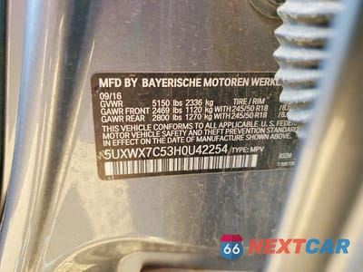 Zdjęcie 13 z 13 samochodu: 2017 BMW X3 XDRIVE35I VIN:5UXWX7C53H0U42254 - miniatura