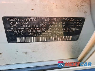 Zdjęcie 12 z 12 samochodu: 2022 HYUNDAI SONATA SEL VIN:KMHL14JA8NA225708 - miniatura